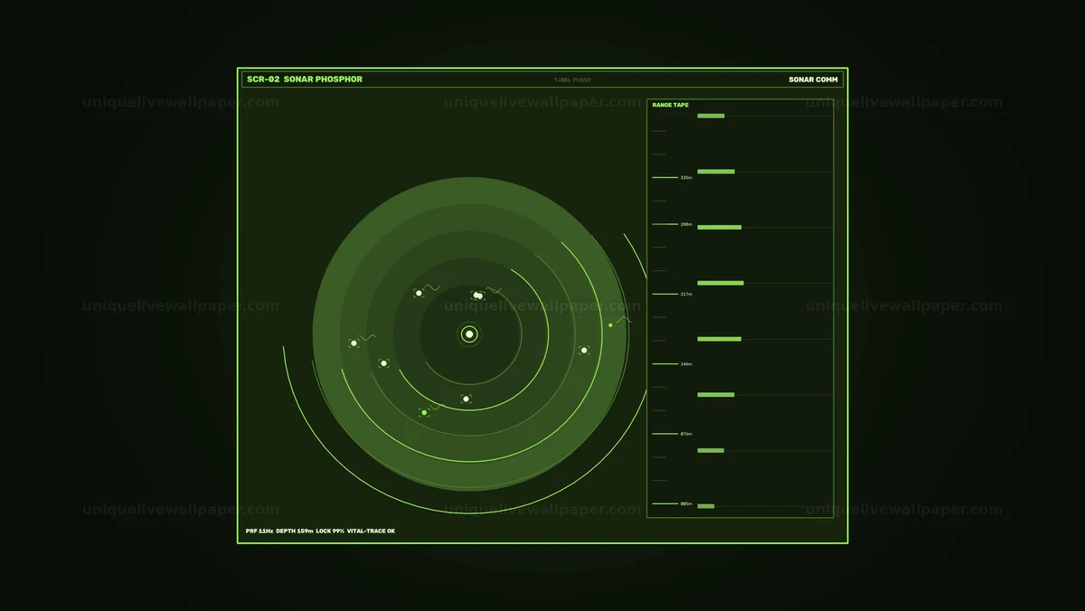Sonar Radar HUD with Scan Rings Seamless Loop