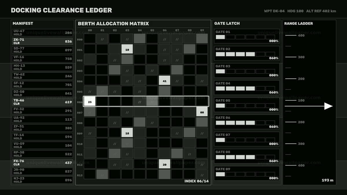 Space Docking Clearance HUD Interface