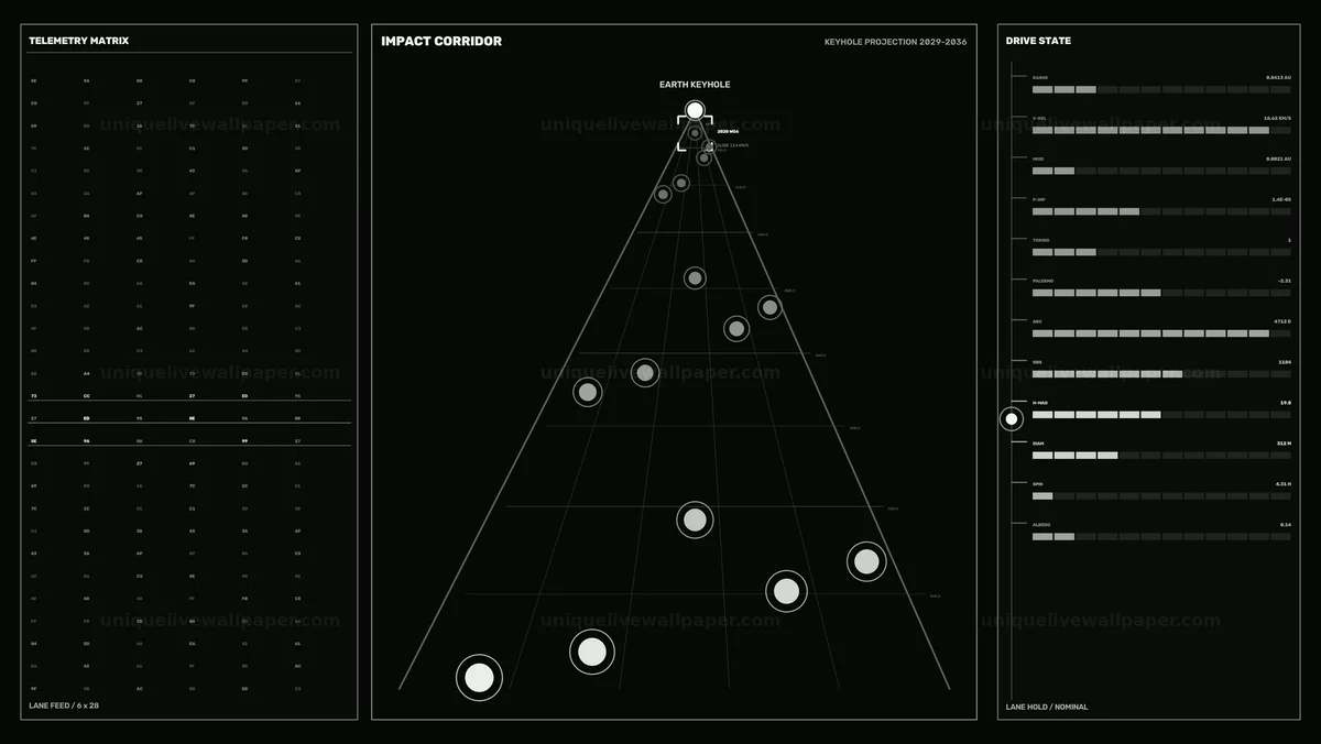 Asteroid Impact Corridor Tracking HUD Seamless Loop