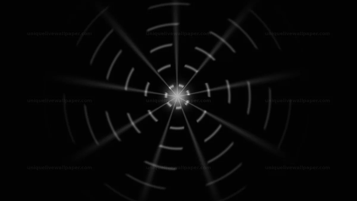 Black and white radial navigation background with dynamic lines