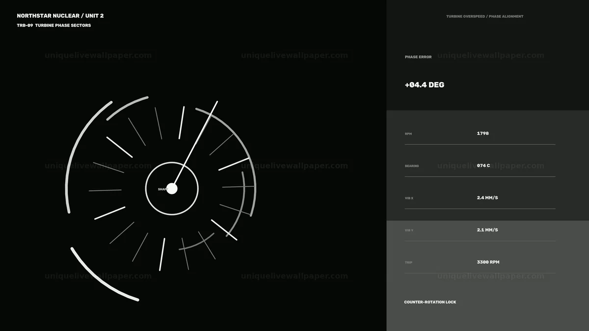 Nuclear Plant Turbine Alarm Status HUD Seamless Loop