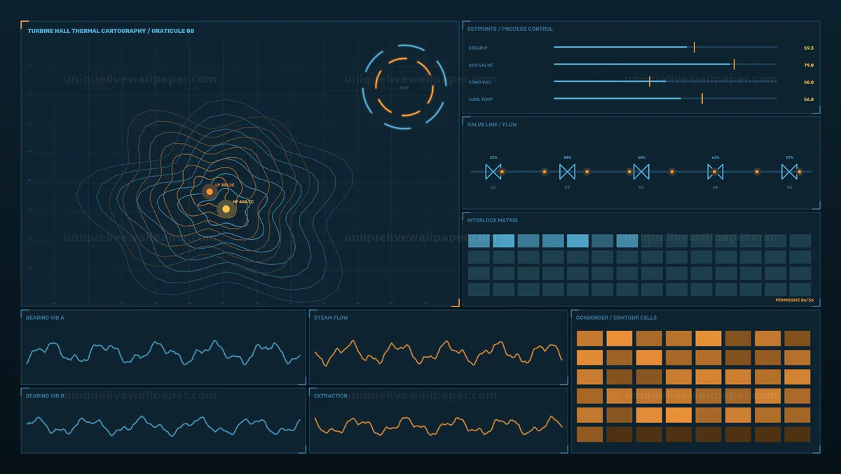 Industrial Process Control HUD Thermal Map Seamless Loop