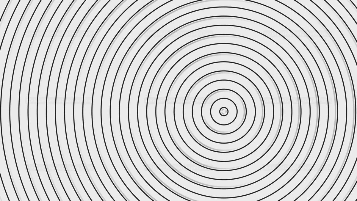 Black and white concentric circles background creates motion design