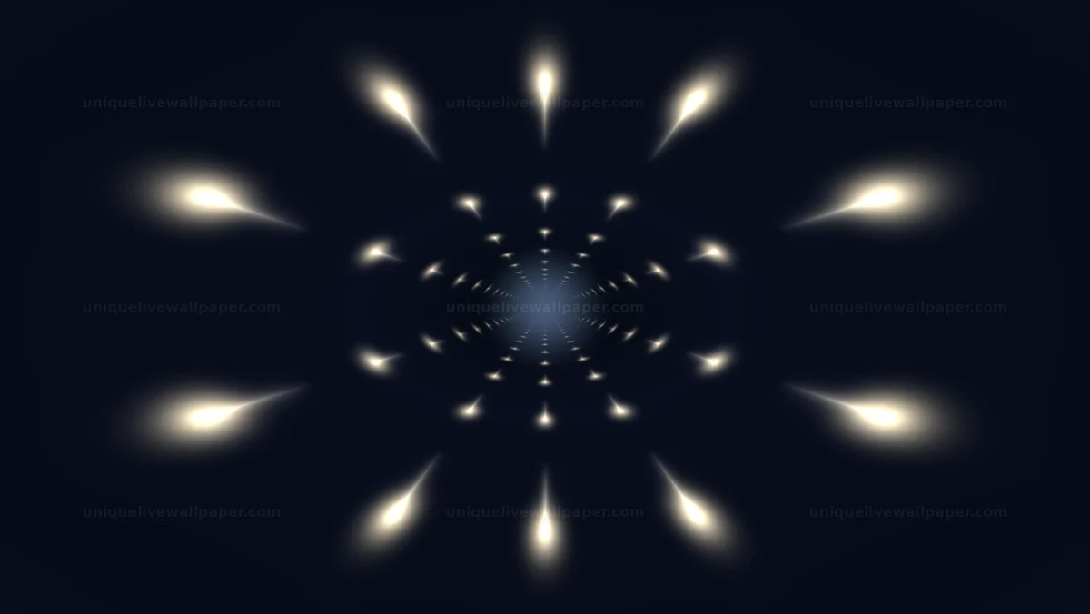 Glowing particle tunnel background creates dynamic visual flow