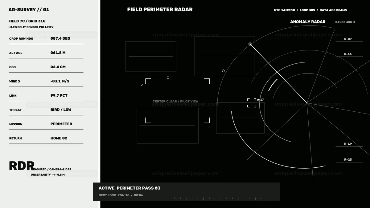 Drone Agricultural Survey Radar HUD Seamless Loop