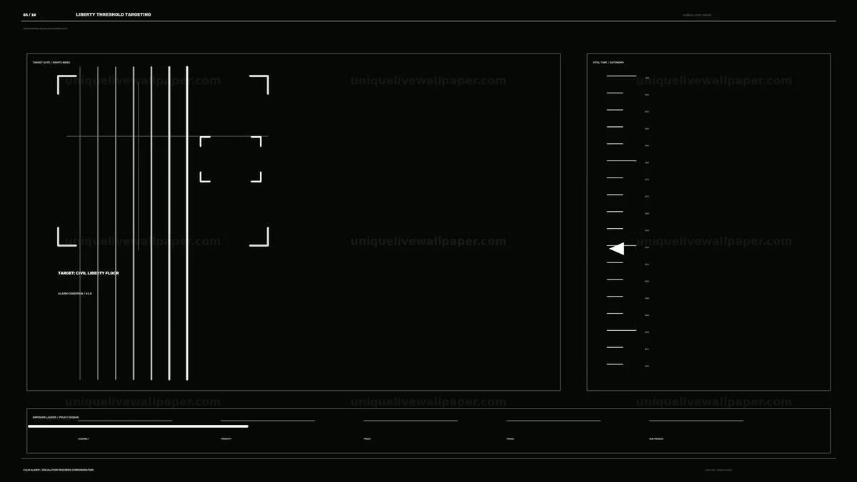 Monochrome Civil Liberty Warning HUD Seamless Loop