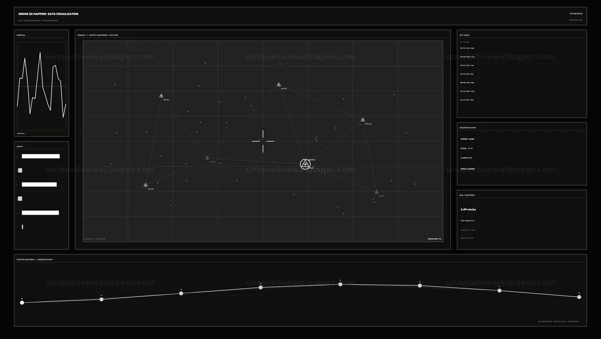 Drone 3D Mapping Data Visualization HUD Seamless Loop