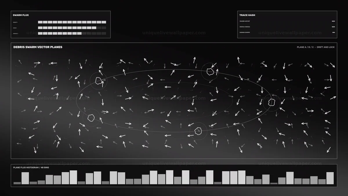 Asteroid Tracking HUD Animation with Debris Vectors
