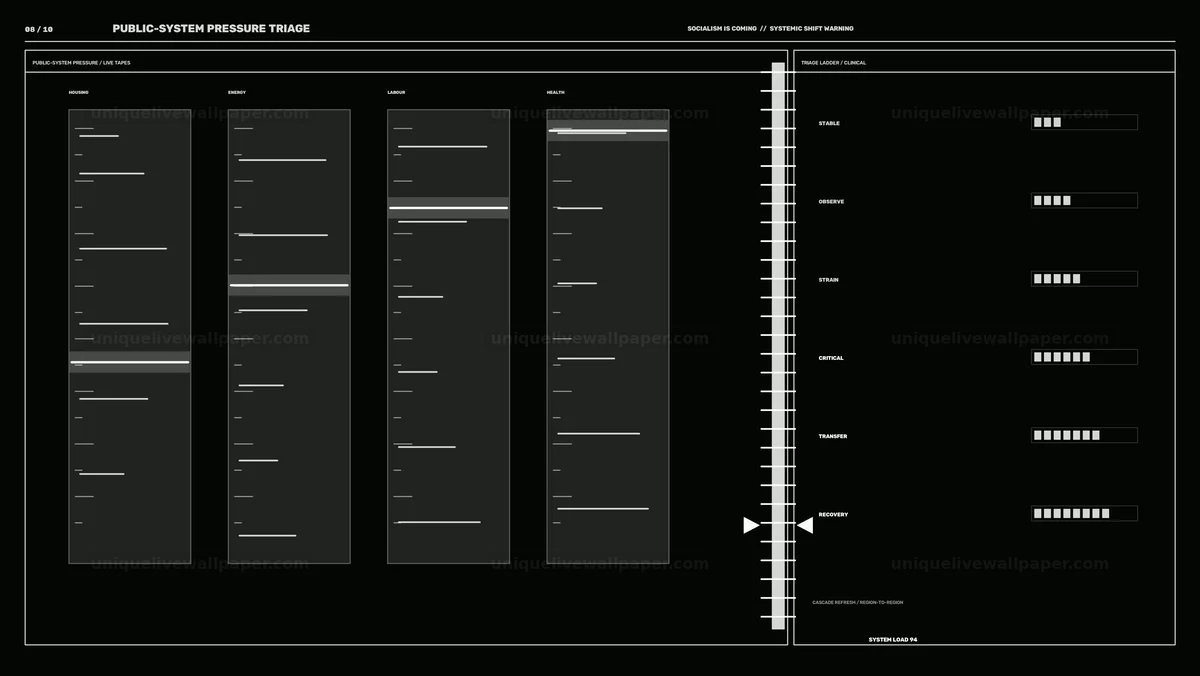 Monochrome Political Warning Dashboard Seamless Loop