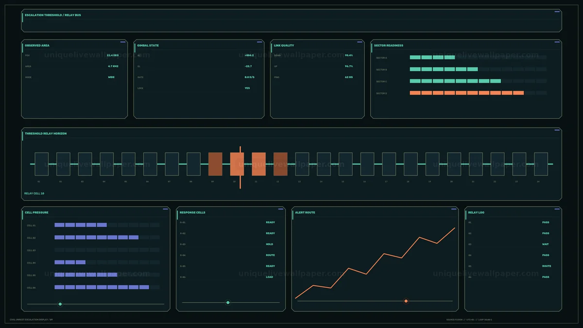Watermarked thumbnail for Futuristic Data HUD Escalation Dashboard Seamless Loop