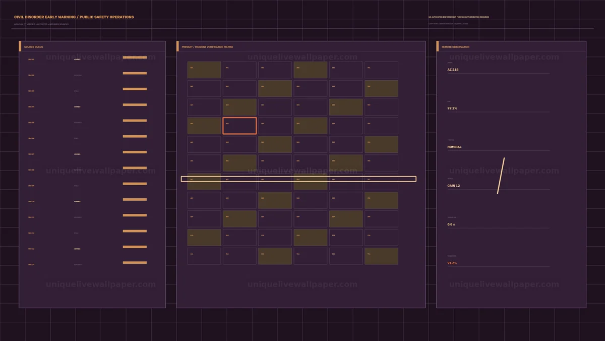 Civil Disorder Early Warning Dashboard Seamless Loop