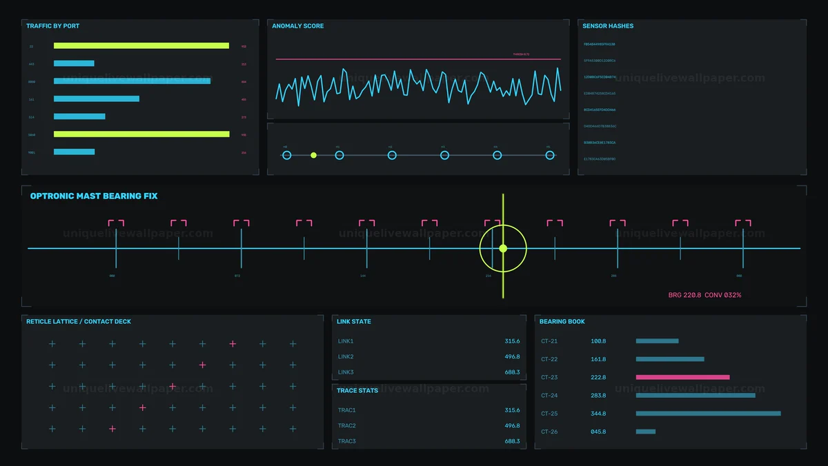 Watermarked thumbnail for Cybersecurity Intelligence HUD with Bearing Reticle