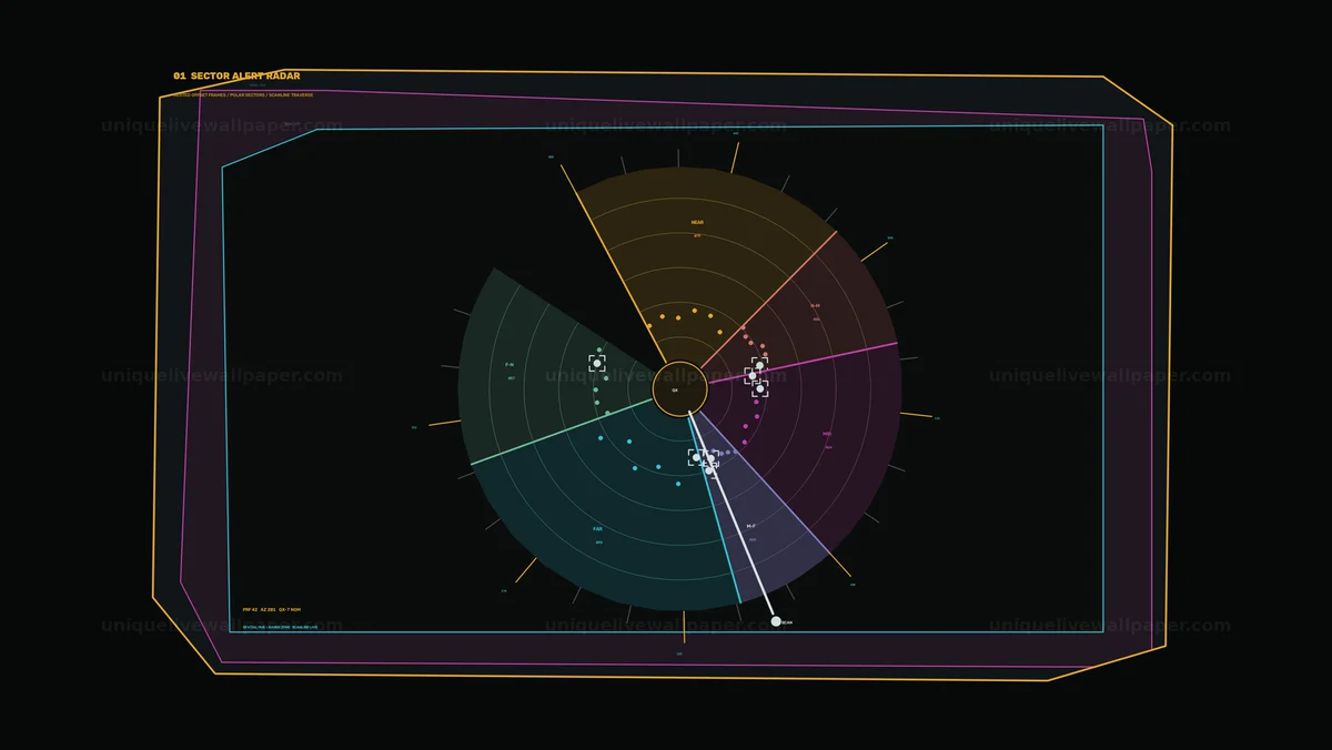Spacecraft-Inspired Alert Radar Diagnostic HUD Seamless Loop