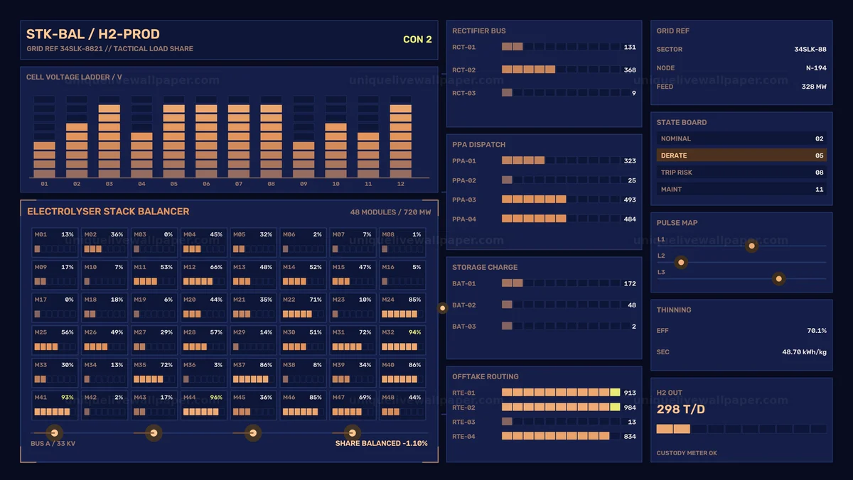 Watermarked thumbnail for Hydrogen Production Control Dashboard Seamless Loop