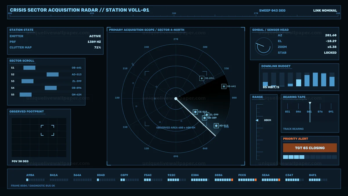 Watermarked thumbnail for Military Radar Acquisition HUD Seamless Loop