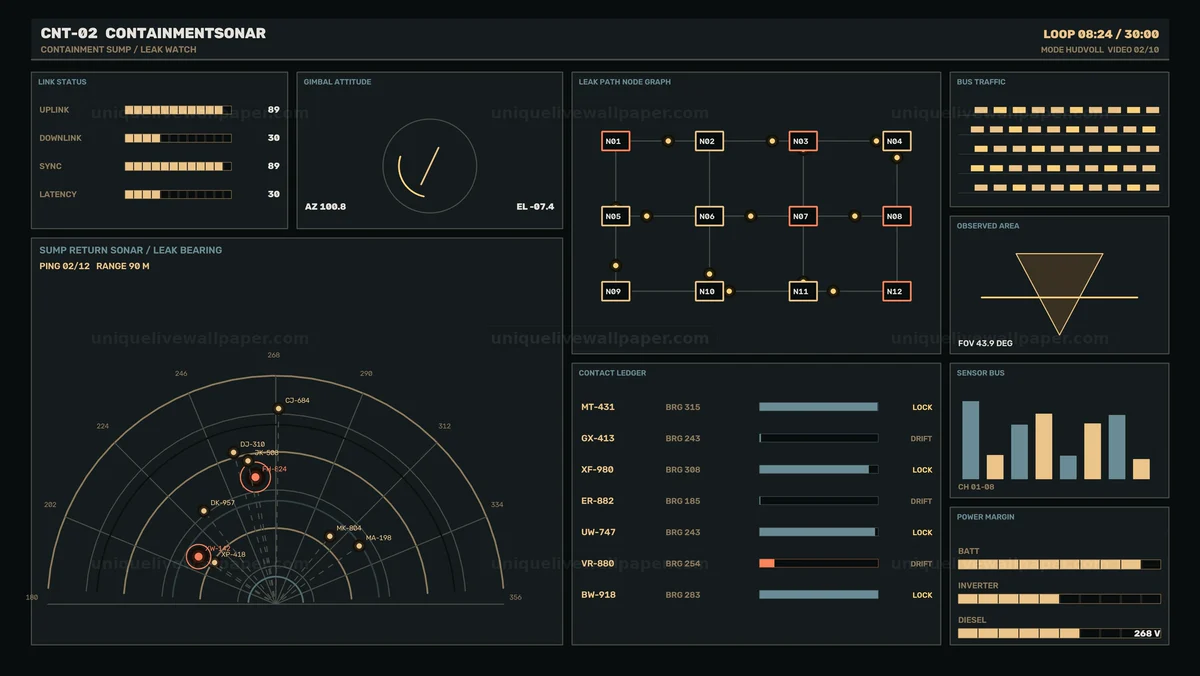 Industrial Sonar Monitoring HUD Seamless Loop