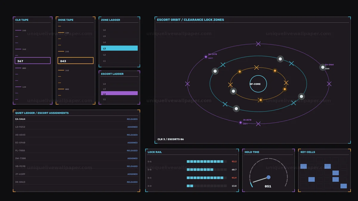 Watermarked thumbnail for Futuristic Orbit Clearance HUD Seamless Loop