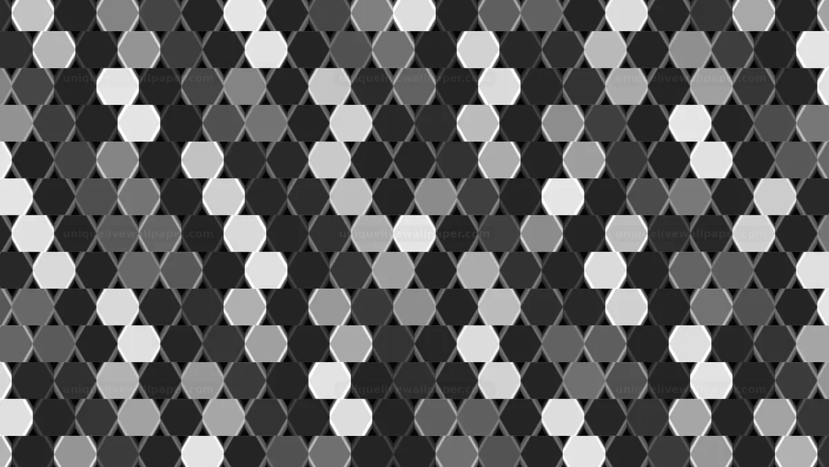 Black and White Geometric Hexagon Wave Background Seamless Loop