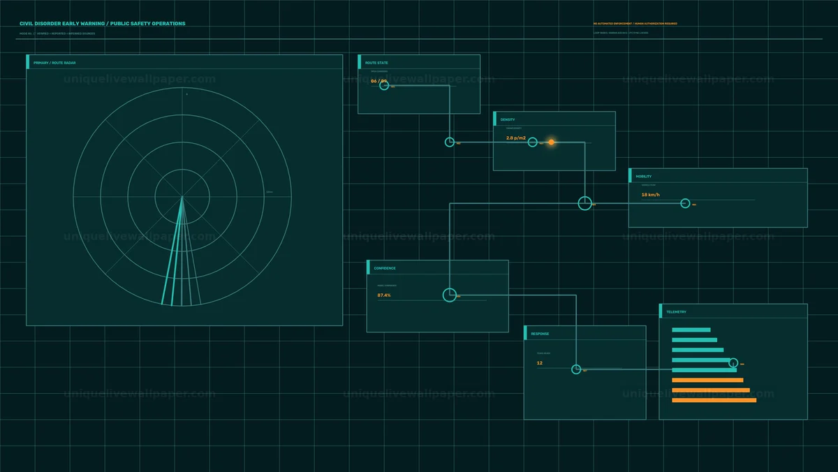 Watermarked thumbnail for Public Safety Route Radar HUD Seamless Loop