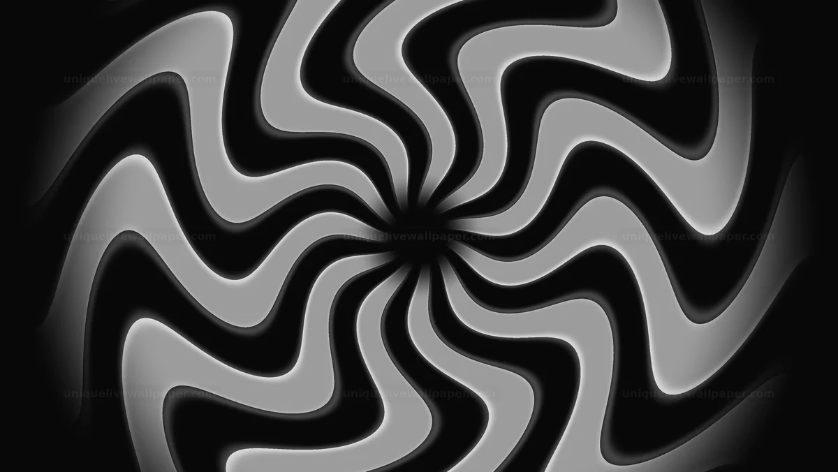 Black and white rotating pinwheel background creates a dynamic effect