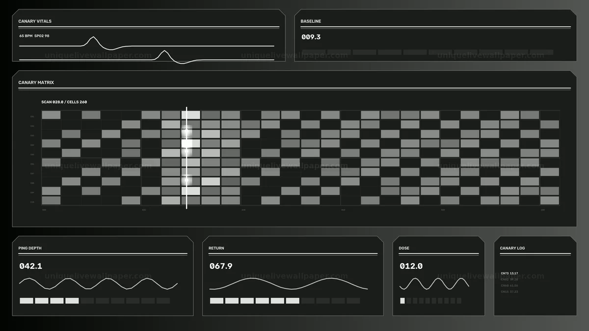 Watermarked thumbnail for Monochrome Monitoring Matrix HUD Seamless Loop