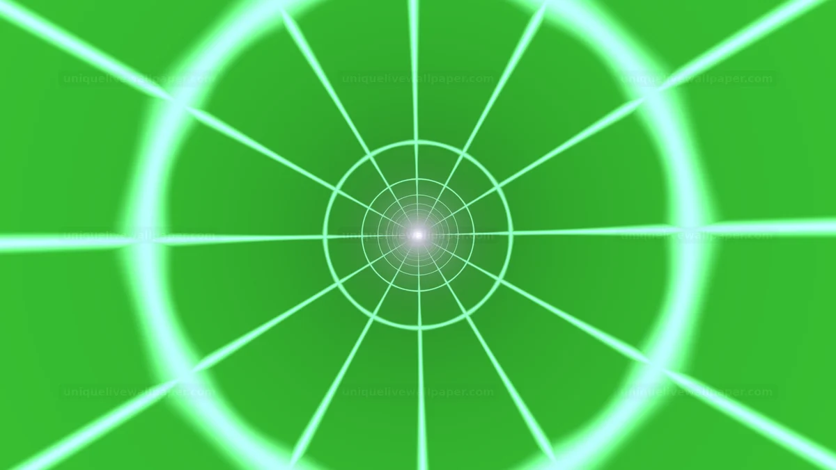 Green Radial Light Tunnel with Concentric Rings Seamless Loop