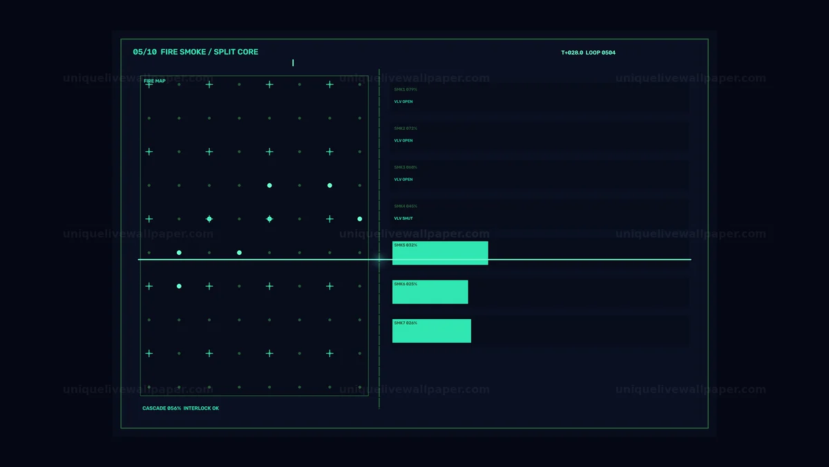 Watermarked thumbnail for Spacecraft Alert System HUD Fire Map Seamless Loop