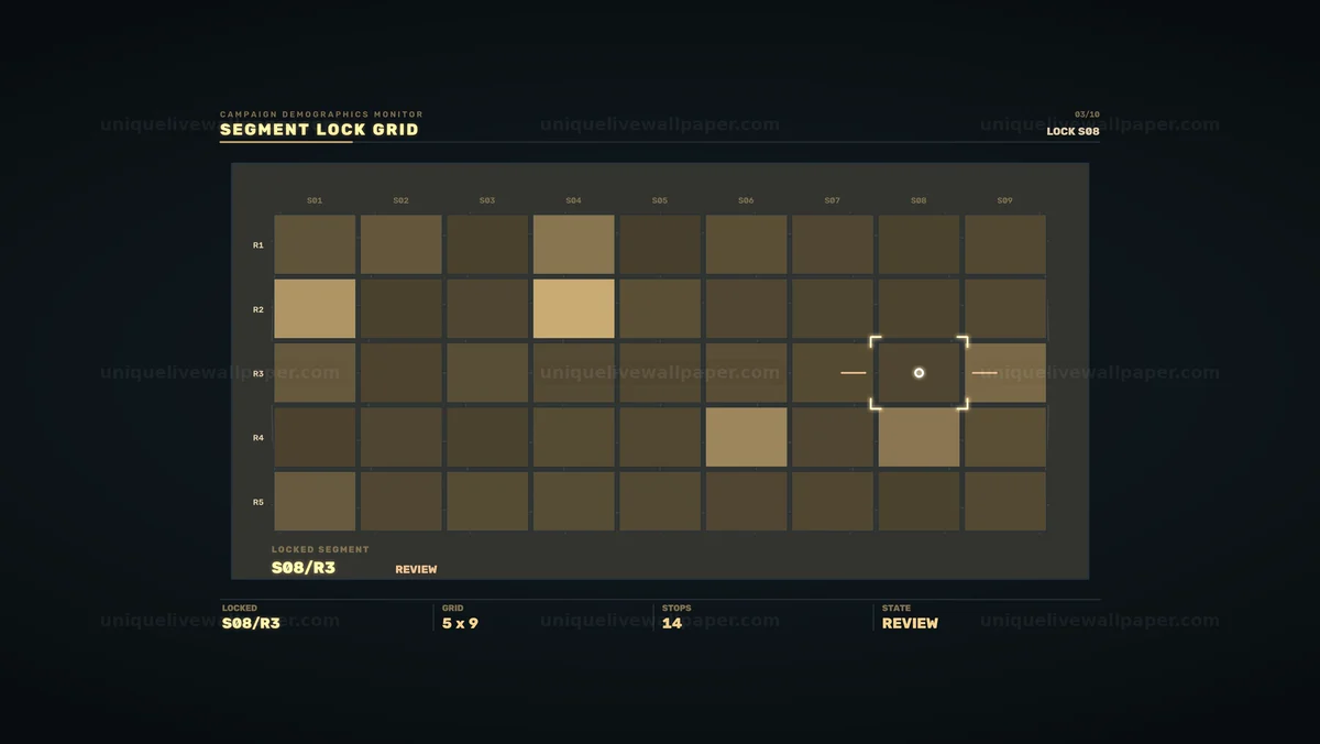 Watermarked thumbnail for Campaign Demographics Monitor HUD Segment Grid Seamless Loop