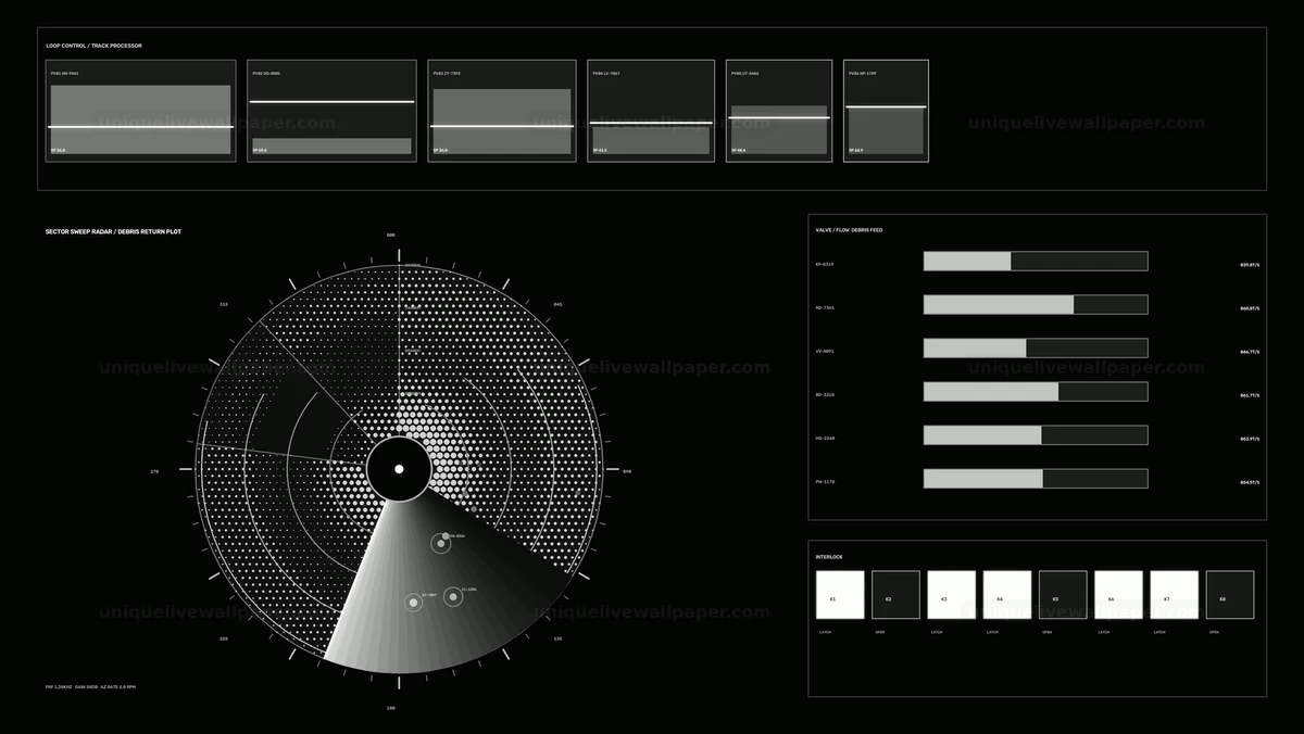Watermarked thumbnail for Space Debris Tracking Radar HUD Seamless Loop