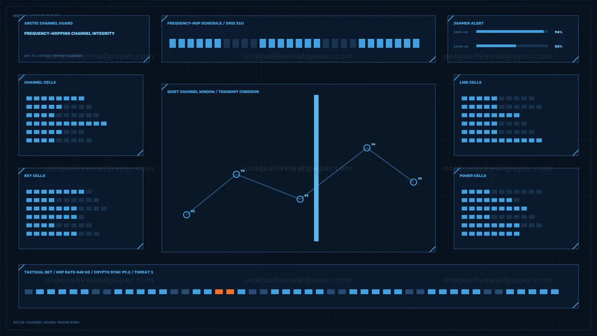 Military Communications HUD Frequency-Hop Schedule Seamless Loop