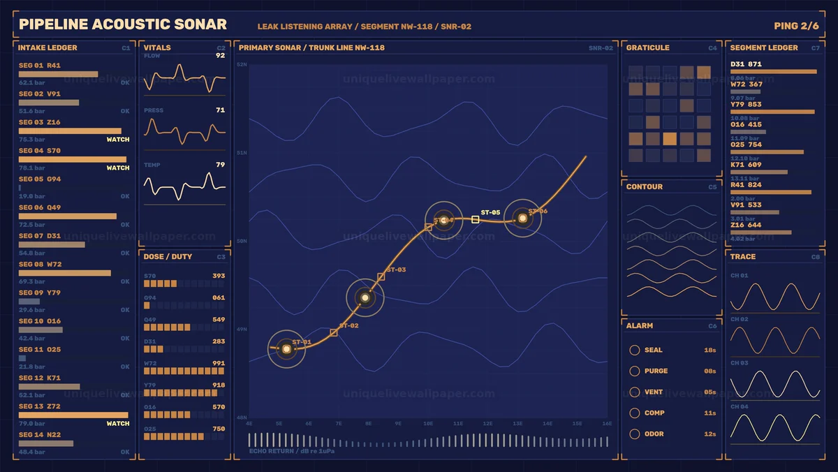 Pipeline Acoustic Sonar Monitoring HUD Seamless Loop