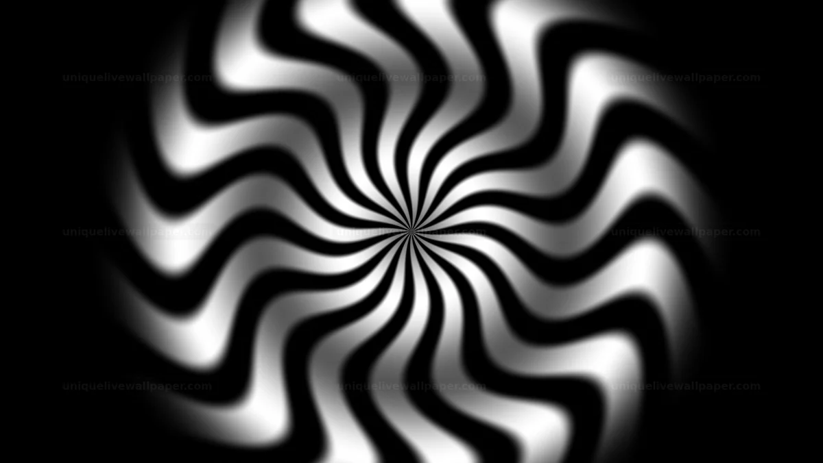 Black and white vortex radial background creates a swirling effect