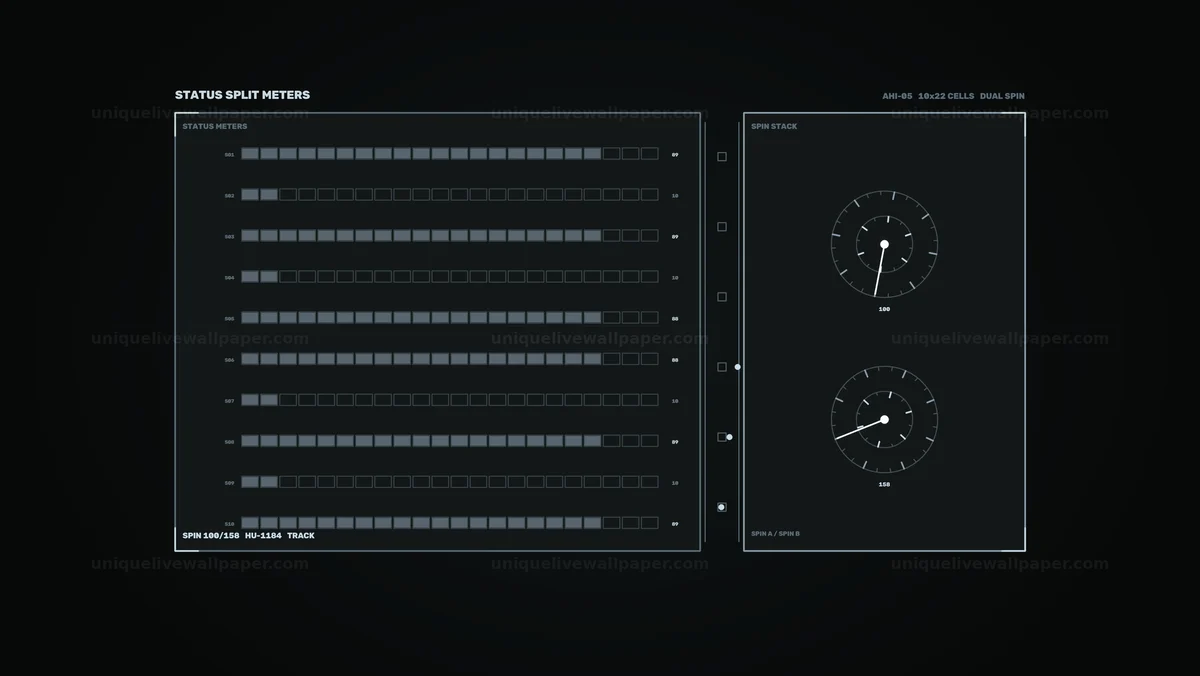 Futuristic Data HUD Status Meters and Spin Gauges Seamless Loop
