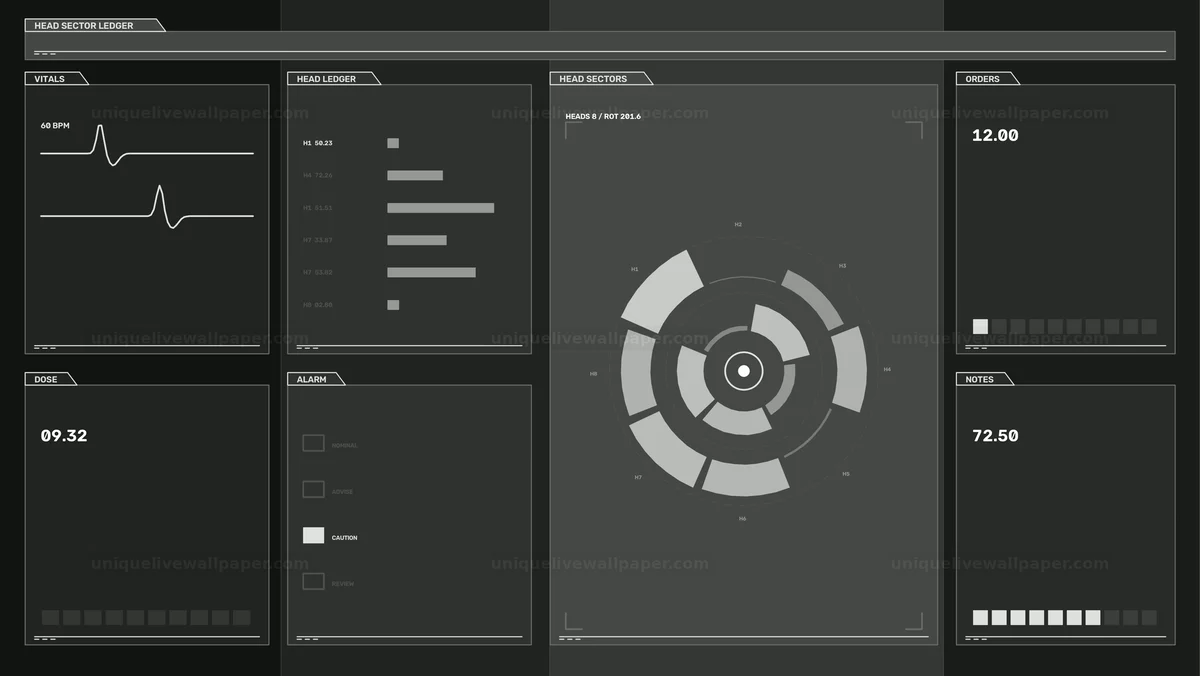 Watermarked thumbnail for Futuristic Diagnostic HUD Dashboard Seamless Loop