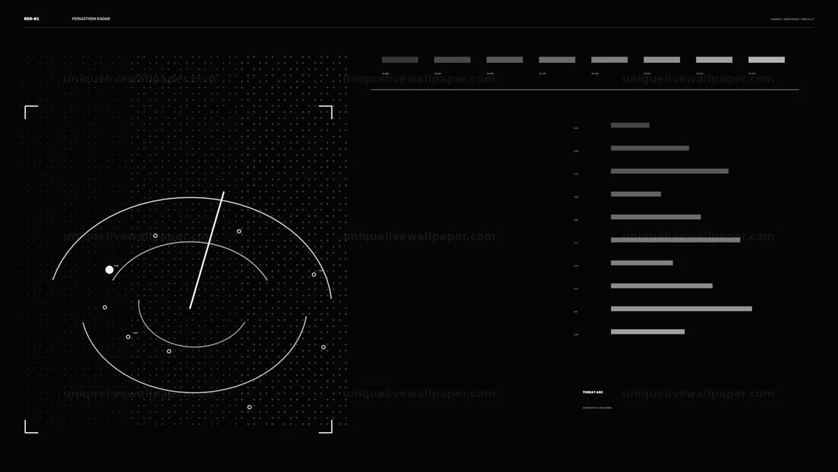 Black and White Spacecraft Radar HUD Seamless Loop