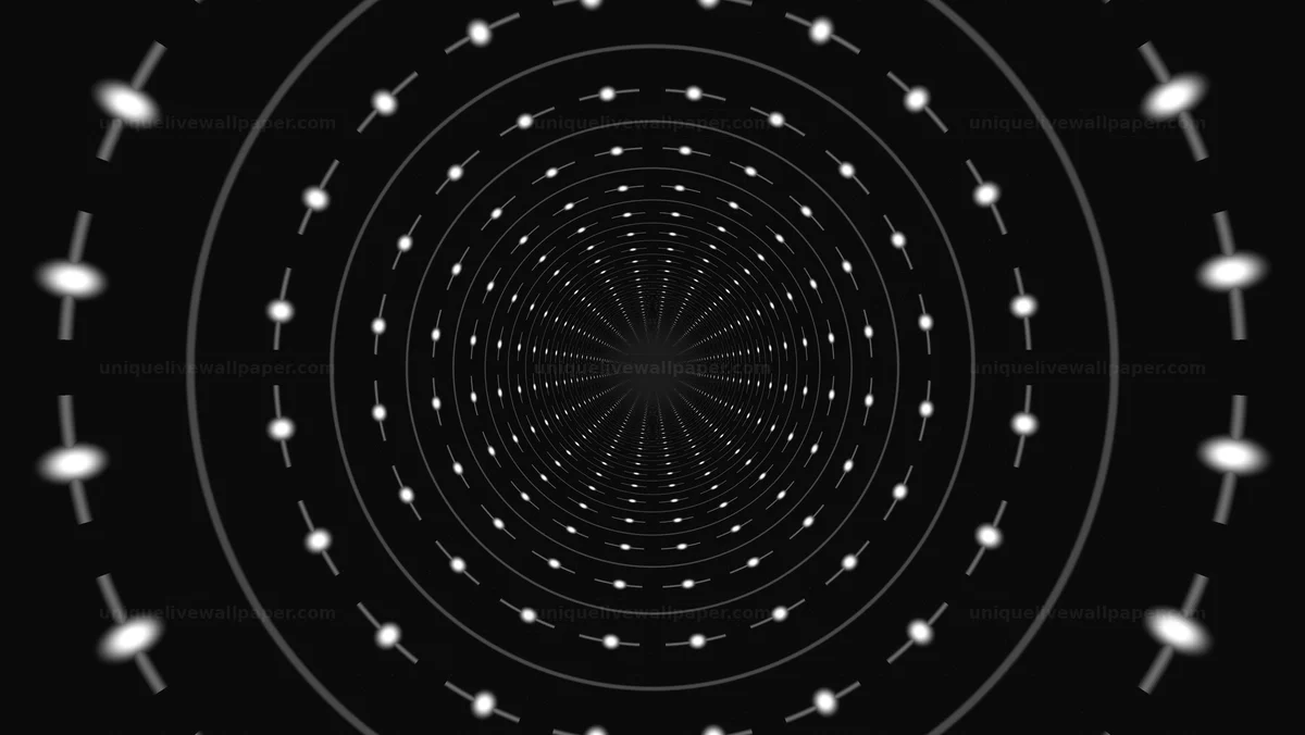 Black and white warped typography tunnel creates a visual effect