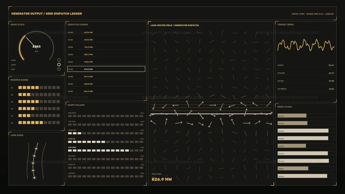 Industrial Generator Dispatch HUD Seamless Loop