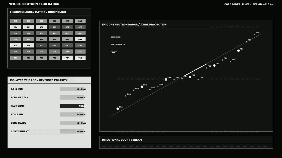 Nuclear Reactor Telemetry Display with Neutron Flux Radar
