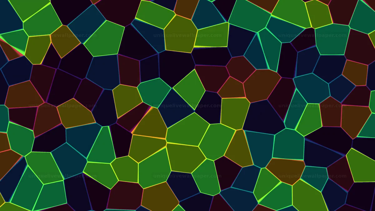 Electric color tearing background shows vibrant shapes and colors