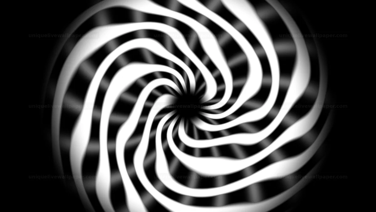 Black and white vortex radial background creates an abstract design