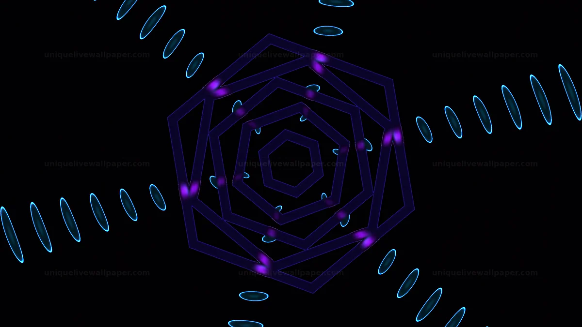 Dark neon honeycomb grid background is a visual design feature
