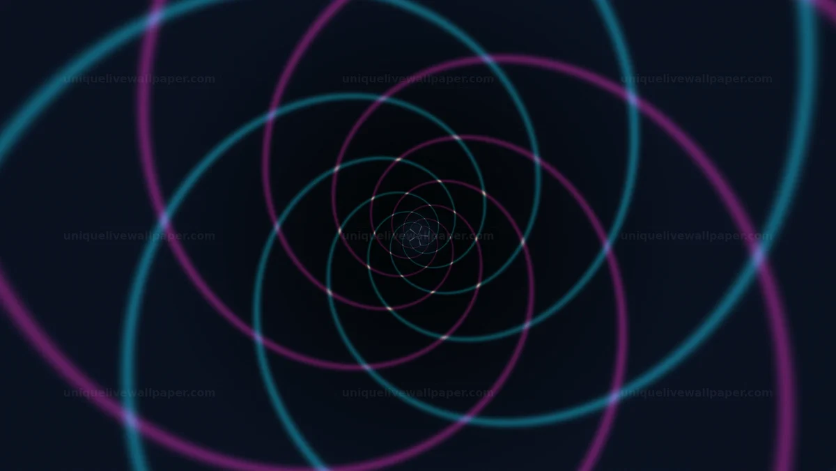 Futuristic neon tunnel flight background with swirling patterns