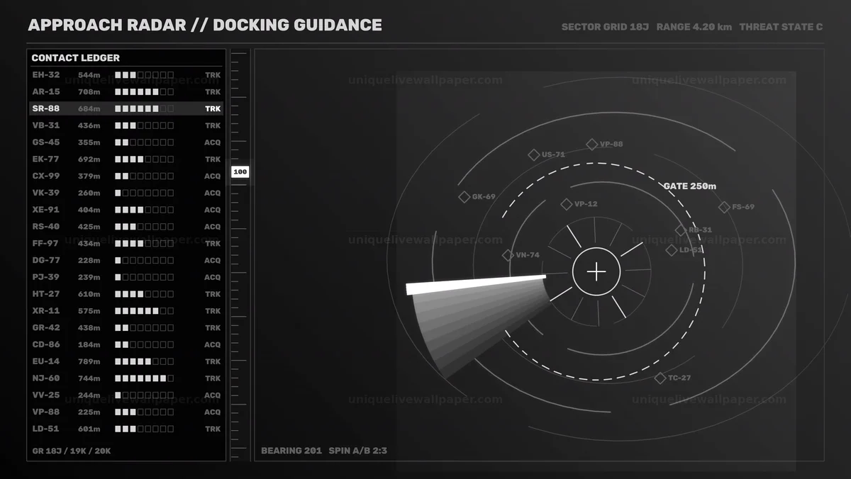 Space Docking Guidance Radar HUD Seamless Loop