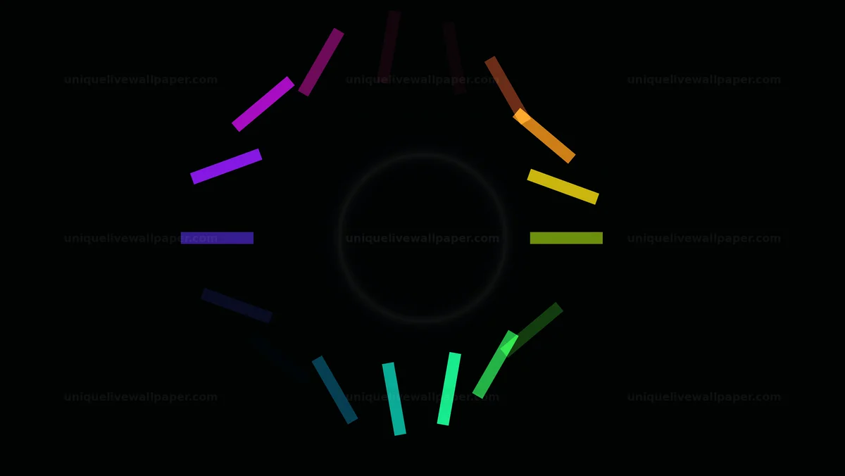 Glitching circular data visualization with colorful segments