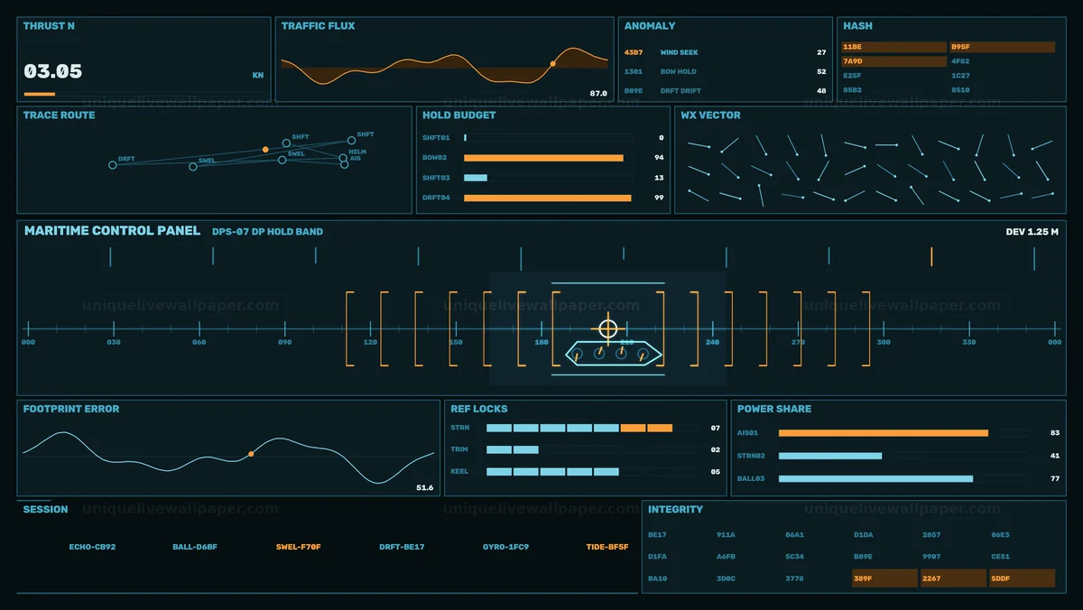 Maritime Control Panel HUD Heading Display Seamless Loop