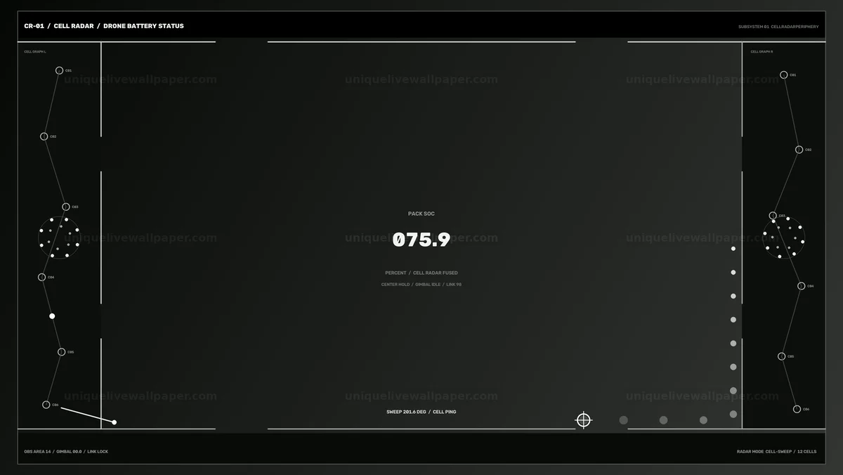 Watermarked thumbnail for Drone Battery Status HUD Seamless Loop