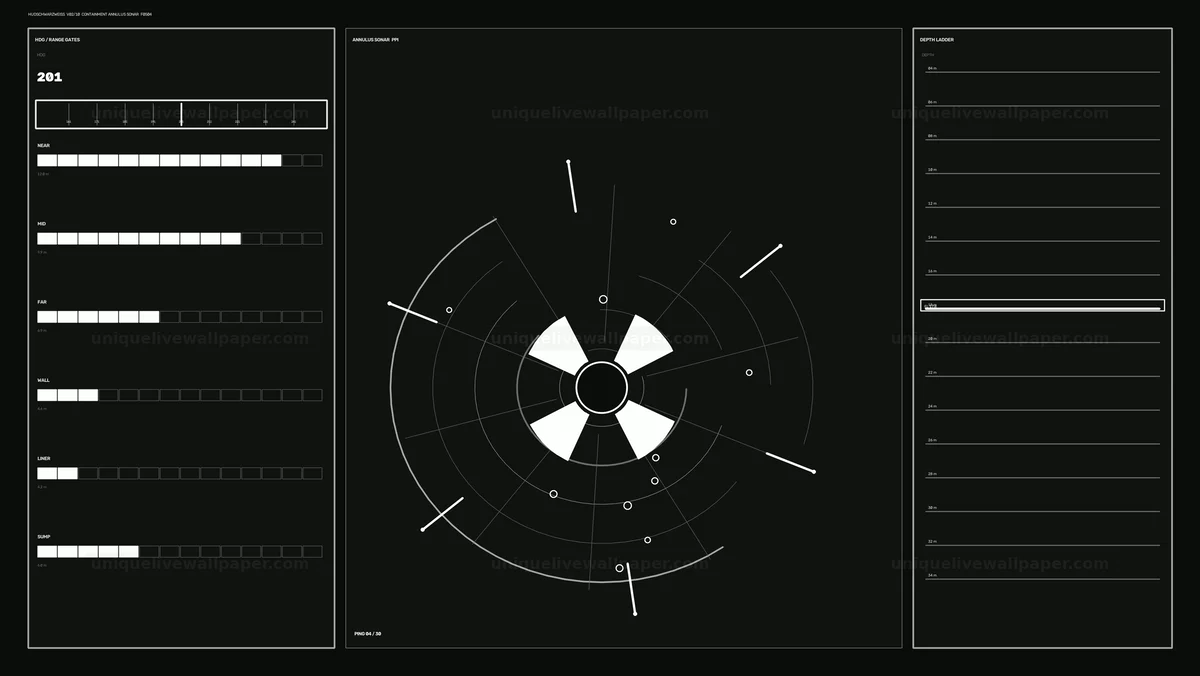 Sonar Control Panel with Circular PPI and Depth Ladder Seamless Loop