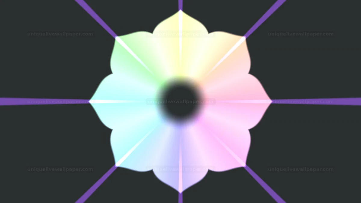 Colorful kaleidoscope shape elements create dynamic visual patterns