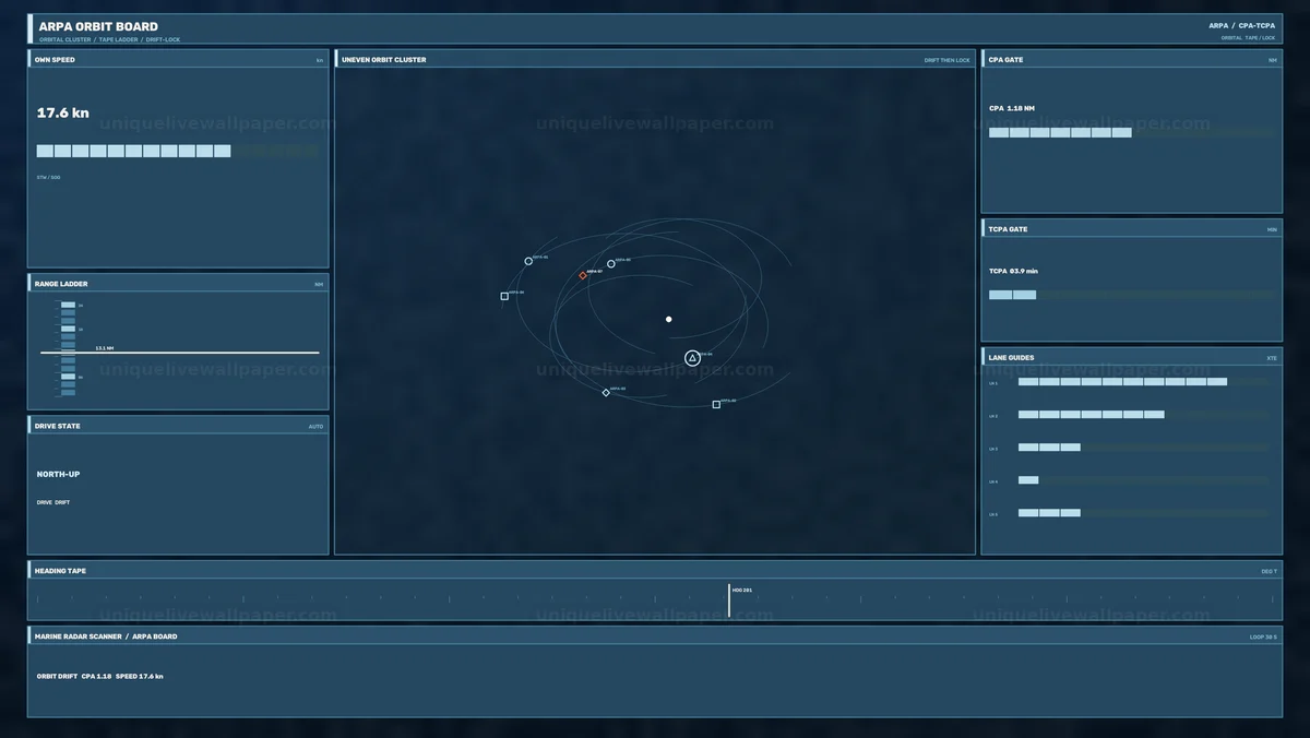 Marine Radar ARPA Tracking HUD Seamless Loop