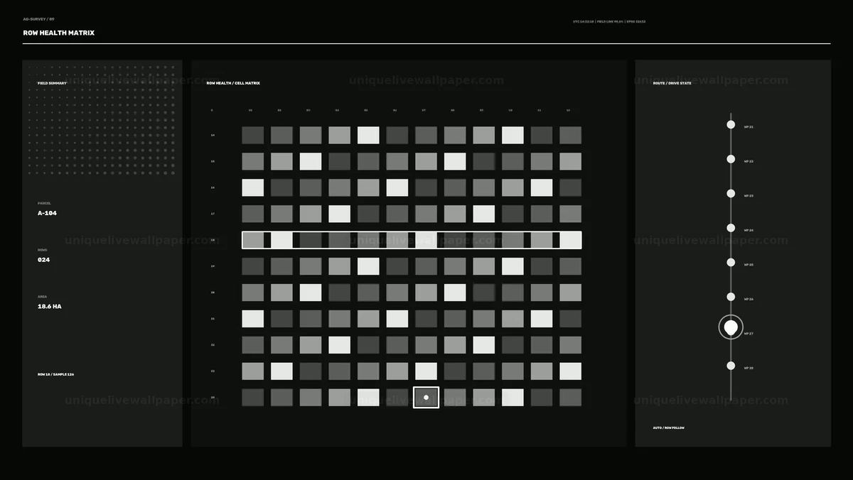 Watermarked thumbnail for Drone Agricultural Survey HUD Row Health Matrix Seamless Loop